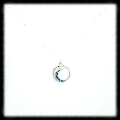 #A03N- Sparkling Wave Necklace- Blue Opal Silver