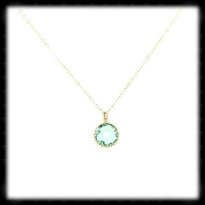 #AAAFTR73BN-Round Filigree Framed Drop Necklace-Erinite Gold