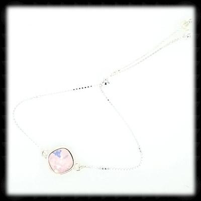 #CDB21-Adjustable Sterling Bracelet- Rose Opal