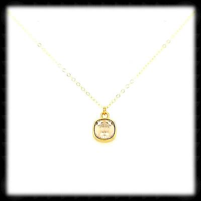 #CDBSN2GM- Mini Cushion Cut Birthstone Necklace- November Gold