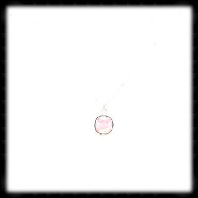 #MCD17N- Mini Cushion Necklace- Rose Opal Silver