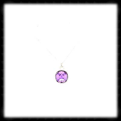 #MCD14N- Mini Cushion Necklace- Violet Silver