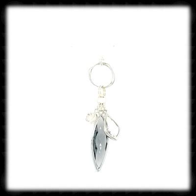 #AANMC423- Chain Maille Drop Necklace- Charcoal Silver