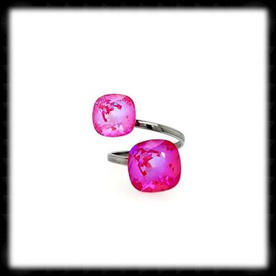 #R999994- Sparkling 2 Tone Ring- Red Pink Delite