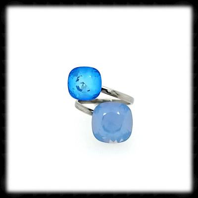 #R999996- Sparkling 2 Tone Ring- Air Blue Ocean Delite