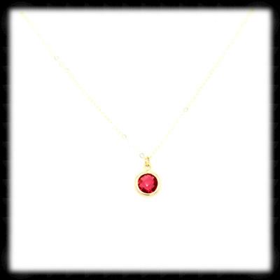 #MCH27GN- Petite Framed Glass Necklace- Ruby Gold