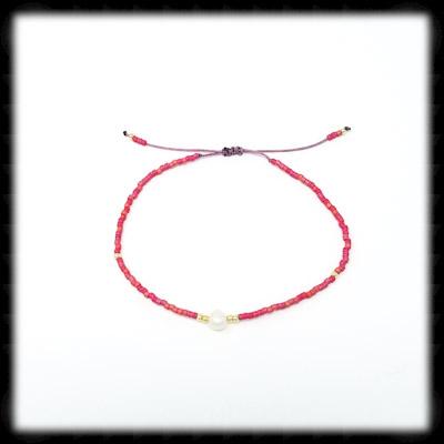 #BSTR13- Petite Adjustable String Bracelet- Pearl Fuchsia