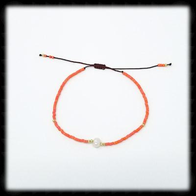 #BSTR12- Petite Adjustable String Bracelet- Pearl Coral
