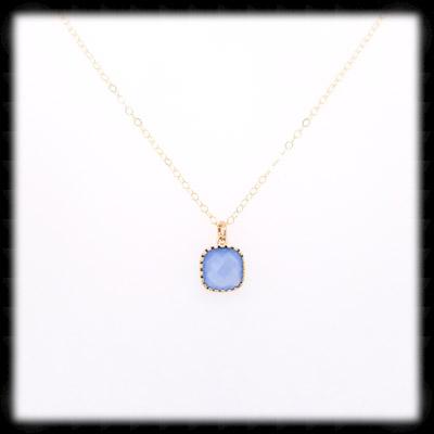 #AAAFTR81N- Petite Filigree Square Framed Drop Necklace-Royal Opal Gold