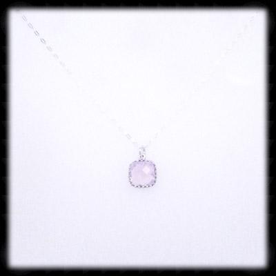 #AAAFTR91N-Petite Filigree Square Framed Drop Necklace-Violet Opal Silver