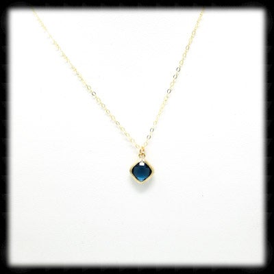 #MCC2N- Petite Framed Glass Necklace- Navy Gold
