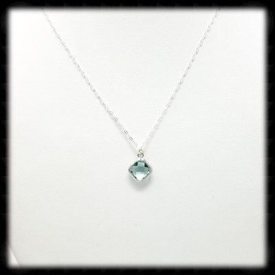 #MCC14N- Petite Framed Glass Necklace- Erinite Silver