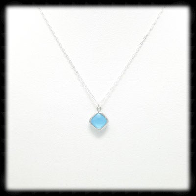 #MCC16N- Petite Framed Glass Necklace- Ocean Silver