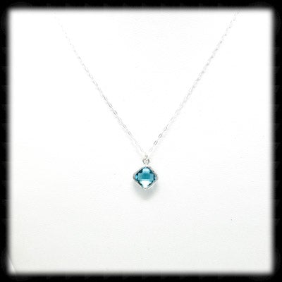 #MCC11N- Petite Framed Glass Necklace- Aqua Silver