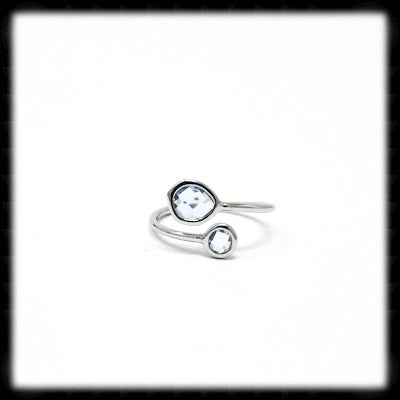 #RFT26- Framed Glass Adjustable Ring- Light Sapphire Silver