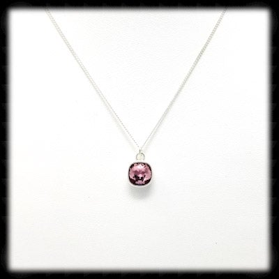 #MCD12N- Mini Cushion Necklace- Antique Pink Silver