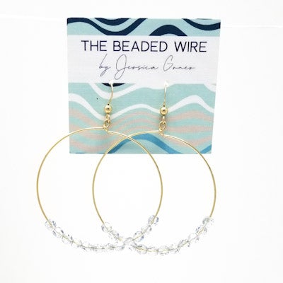 #ATBWH114- Lg Hoop Earrings- Blue Shade Gold