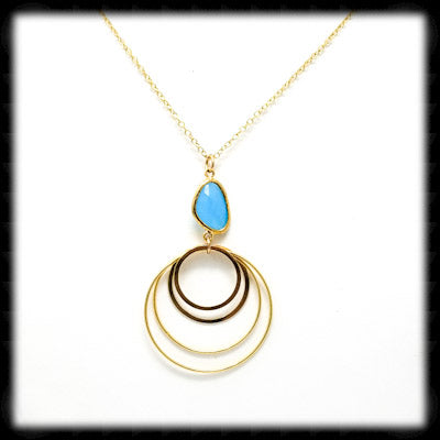 #MC33NG- Framed Nugget Ring Necklace- Ocean Gold