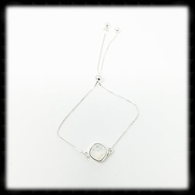 #CDB31-Adjustable Sterling Bracelet- White Opal