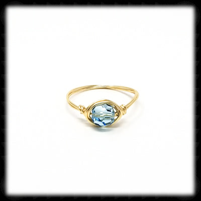 #RP9G- Petite Wire Wrapped Ring- Aqua Gold
