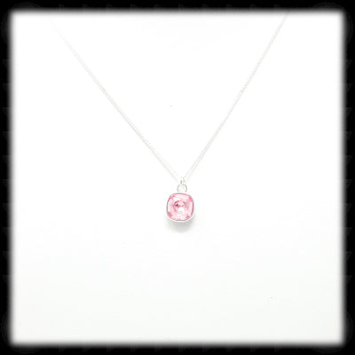 #CDBSN19M- Mini Cushion Cut Birthstone Necklace- October Silver