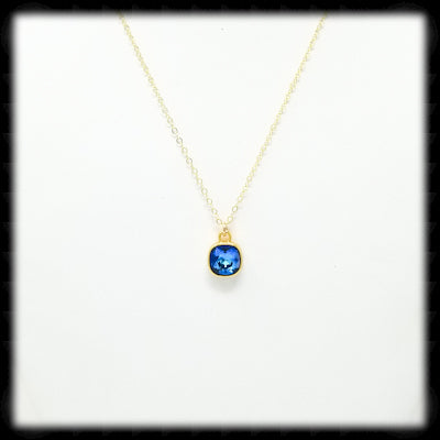 #MCD18GN- Mini Cushion Necklace- Bermuda Blue Gold