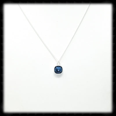 #MCD6N- Mini Cushion Necklace- Denim Silver