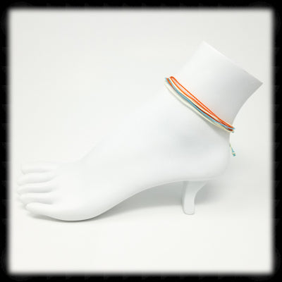 #STA25- String Bracelet/Anklet- Orange/Aqua/Cream