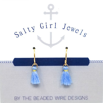 #SGT13- Mini Tassel Drop Earrings- Light Blue