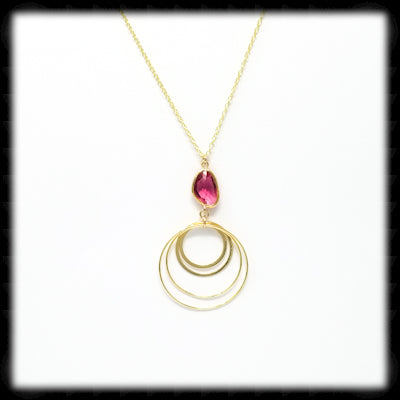 #MC39NG- Framed Nugget Ring Necklace- Ruby Gold