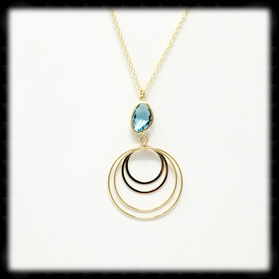 #MC31NG- Framed Nugget Ring Necklace- Aqua Gold