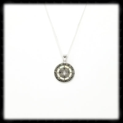 #A35N- Inspirational Compass Necklace- White Opal
