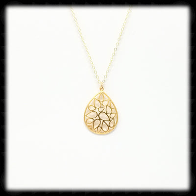 #M02NG- Tear Drops in Tear Drop Necklace- Gold