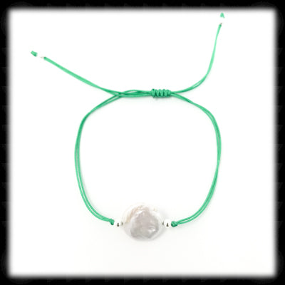 #PEB6- Adjustable Freshwater Pearl Bracelet- Green