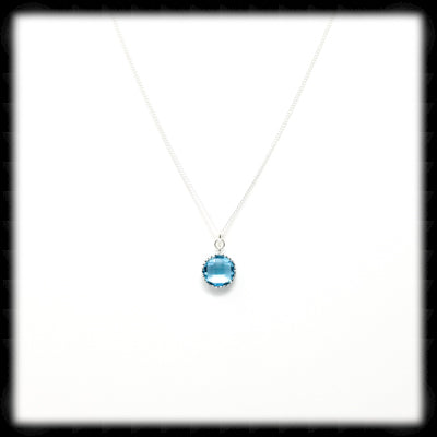 #FRM14N- Mini Filigree Round Necklace- Aqua Silver