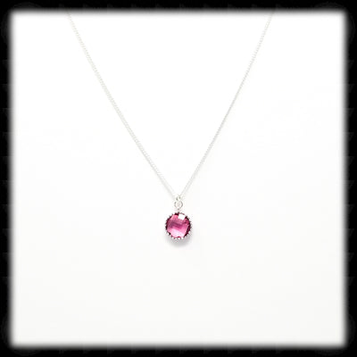 #FRM17N- Mini Filigree Round Necklace- Ruby Silver