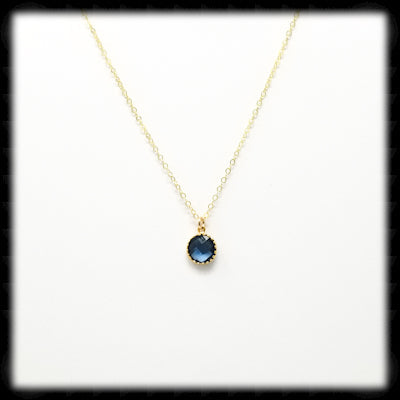 #FRM11NG- Mini Filigree Round Necklace- Navy Gold