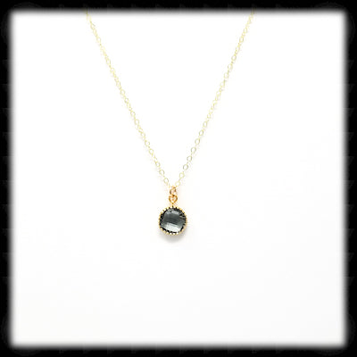 #FRM15NG- Mini Filigree Round Necklace- Charcoal Gold