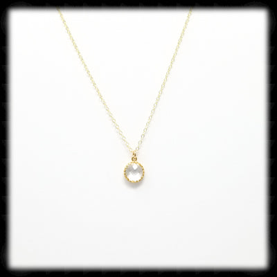 #FRM12NG- Mini Filigree Round Necklace- Clear Gold