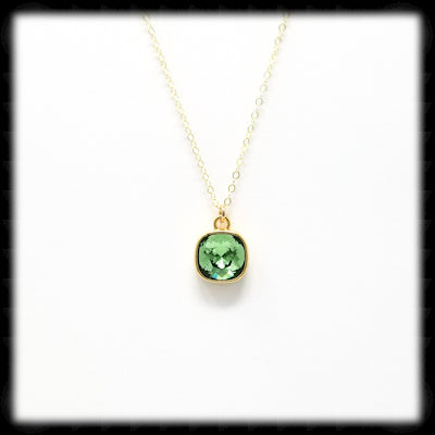 #CDBSN14G- Petite Cushion Cut Birthstone Necklace- May Gold