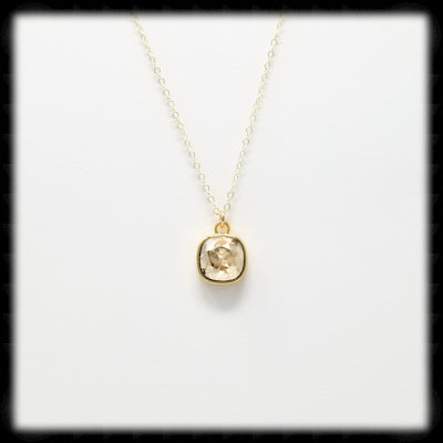 #CDBSN2G- Petite Cushion Cut Birthstone Necklace- November Gold