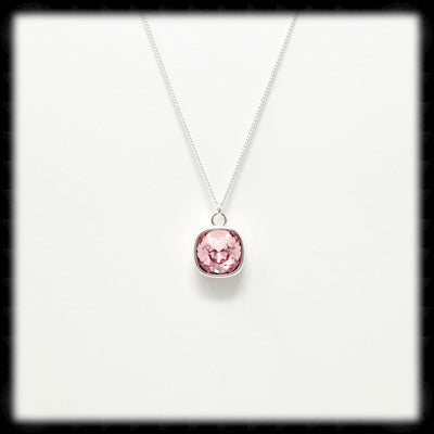 #CDBSN19- Petite Cushion Cut Birthstone Necklace- October Silver