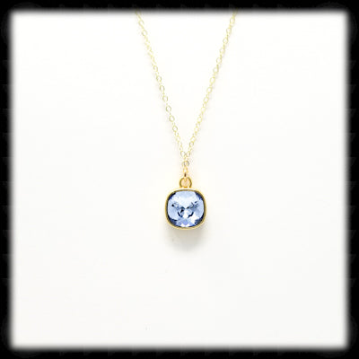 #CDBSN21G- Petite Cushion Cut Birthstone Necklace- December Gold