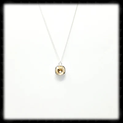 #CDBSN2- Petite Cushion Cut Birthstone Necklace- November Silver