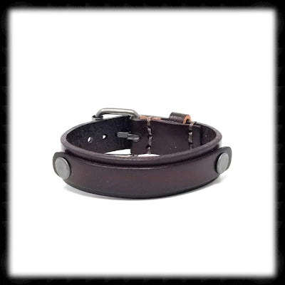 #LB21- Adjustable Leather Buckle Bracelet- Brown