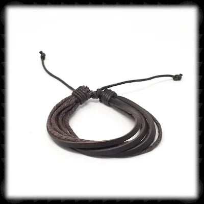 #LB11- Adjustable Multi Strand Leather Bracelet- Brown