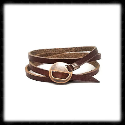 #LWR13- Leather Wrap Bracelet- Brown