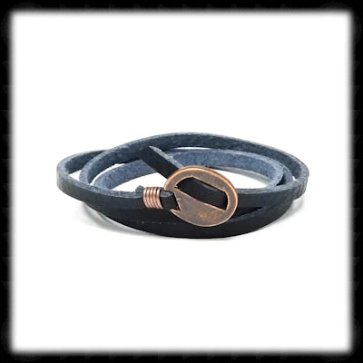 #LWR1- Leather Wrap Bracelet- Charcoal