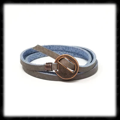 #LWR11- Leather Wrap Bracelet- Grey